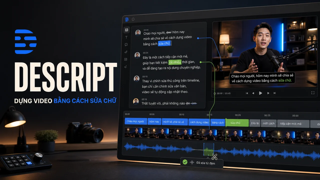 Descript — Dựng video bằng cách sửa chữ